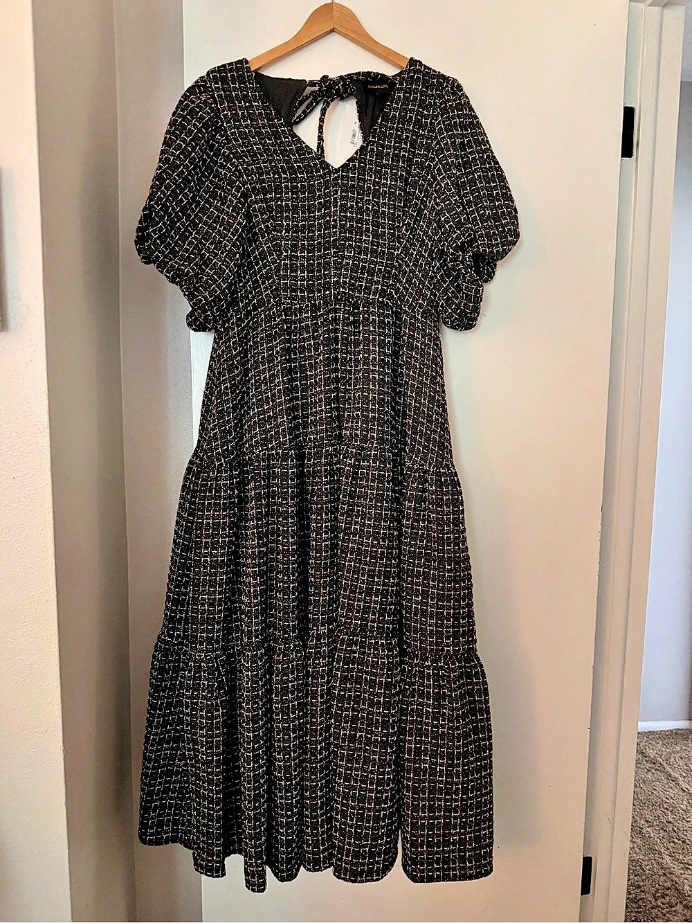 SugarLips Carrol Zaylee Tweed Tillie Maxi Dress Black & Gold XL NWT